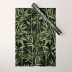 Calm Nature Beauty Bamboo Botanical Watercolor Art Black Wrapping Paper Gallery Image 1