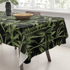 Calm Nature Beauty Bamboo Botanical Watercolor Art Black Tablecloth Gallery Image 3