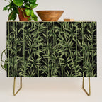 Calm Nature Beauty Bamboo Botanical Watercolor Art Black Credenza Gallery Image 1