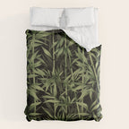 Calm Nature Beauty Bamboo Botanical Watercolor Art Black Duvet Cover Gallery Image 6