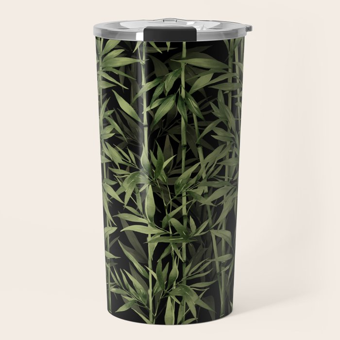 Calm Nature Beauty Bamboo Botanical Watercolor Art Black Travel Mug Gallery Image 1
