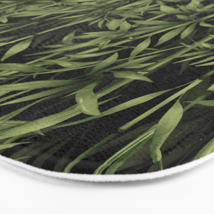Calm Nature Beauty Bamboo Botanical Watercolor Art Black Bath Mat Gallery Image 3