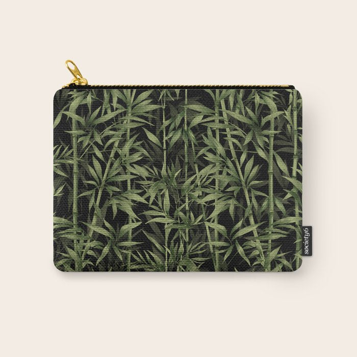 Calm Nature Beauty Bamboo Botanical Watercolor Art Black Carry All Pouch Gallery Image 1