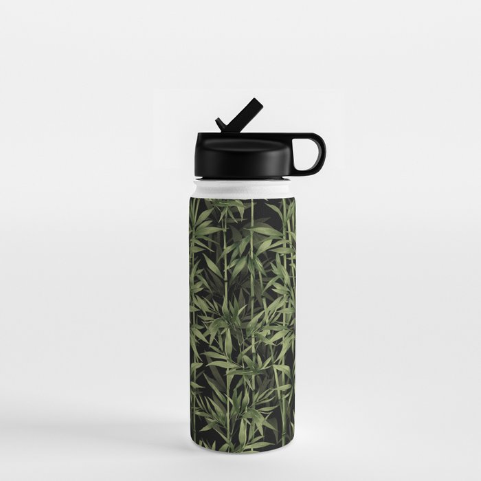 Calm Nature Beauty Bamboo Botanical Watercolor Art Black Water Bottle Gallery Image 1
