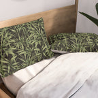 Calm Nature Beauty Bamboo Botanical Watercolor Art Black Pillow Sham Gallery Image 2