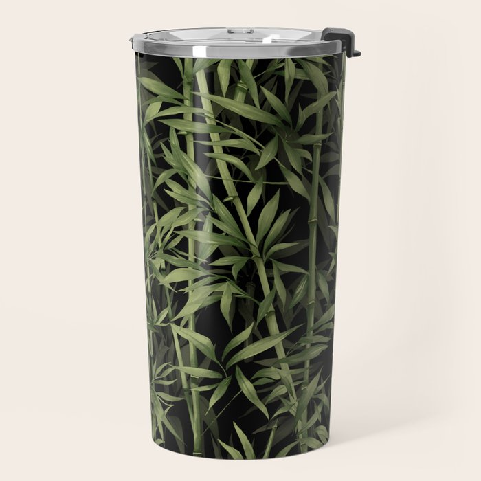 Calm Nature Beauty Bamboo Botanical Watercolor Art Black Travel Mug Gallery Image 2