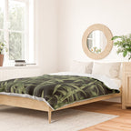 Calm Nature Beauty Bamboo Botanical Watercolor Art Black Duvet Cover Gallery Image 2