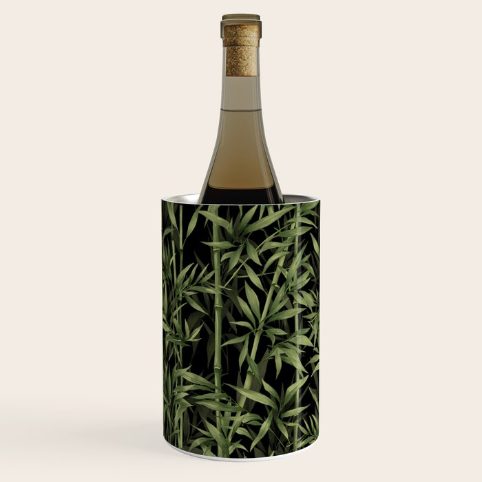 Calm Nature Beauty Bamboo Botanical Watercolor Art Black Wine Chiller Gallery Image 2