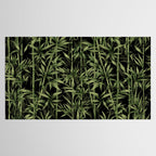Calm Nature Beauty Bamboo Botanical Watercolor Art Black Tablecloth Gallery Image 2
