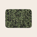 Calm Nature Beauty Bamboo Botanical Watercolor Art Black Bath Mat Gallery Image 1