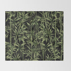 Calm Nature Beauty Bamboo Botanical Watercolor Art Black Throw Blanket Gallery Image 2
