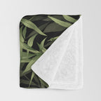 Calm Nature Beauty Bamboo Botanical Watercolor Art Black Throw Blanket Gallery Image 3