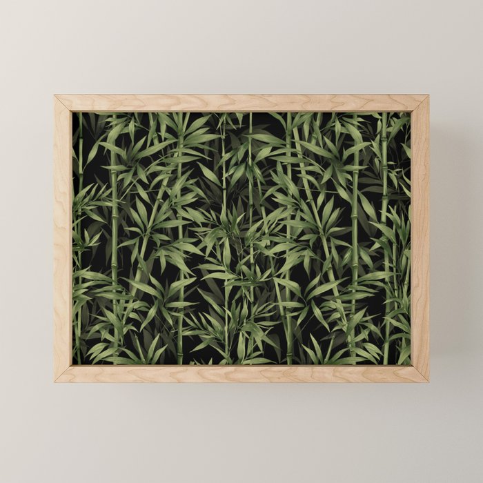 Calm Nature Beauty Bamboo Botanical Watercolor Art Black Mini Art Print Gallery Image 1