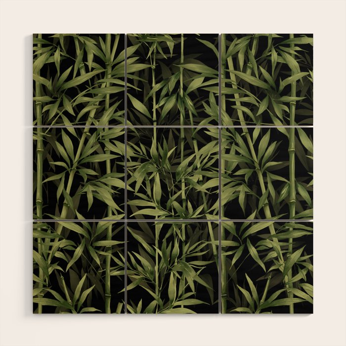 Calm Nature Beauty Bamboo Botanical Watercolor Art Black Wood Wall Art Gallery Image 1