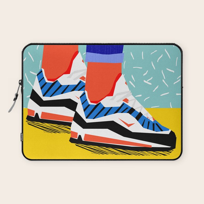 Super Fire - retro sneakers, throwback, memphis, fashion, shoes, sneakers, Laptop Sleeve Gallery Image 1