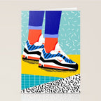 Super Fire - retro sneakers, throwback, memphis, fashion, shoes, sneakers, Stationery Card Gallery Image 2