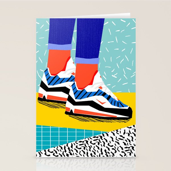 Super Fire - retro sneakers, throwback, memphis, fashion, shoes, sneakers, Stationery Card Gallery Image 2