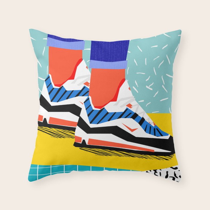 Super Fire - retro sneakers, throwback, memphis, fashion, shoes, sneakers, Throw Pillow Gallery Image 6