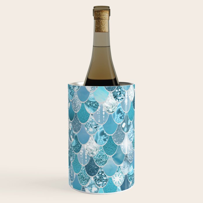 Cute Mermaid Scales, Teal and Aqua Wine Chiller Gallery Image 1