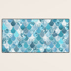 Cute Mermaid Scales, Teal and Aqua Desk Mat Gallery Image 3