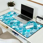 Cute Mermaid Scales, Teal and Aqua Desk Mat Gallery Image 2