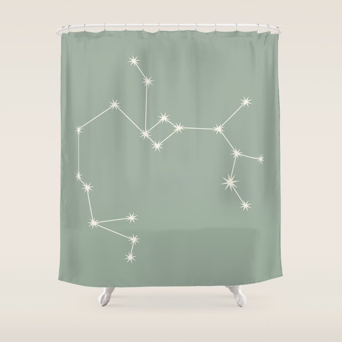 Sagittarius Zodiac Star Constellation Line Art Soft Sage Shower Curtain Gallery Image 1