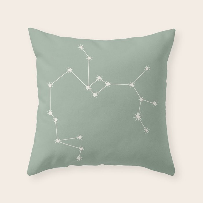 Sagittarius Zodiac Star Constellation Line Art Soft Sage Throw Pillow Gallery Image 6