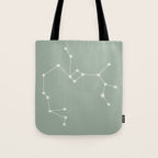 Sagittarius Zodiac Star Constellation Line Art Soft Sage Tote Bag Gallery Image 1
