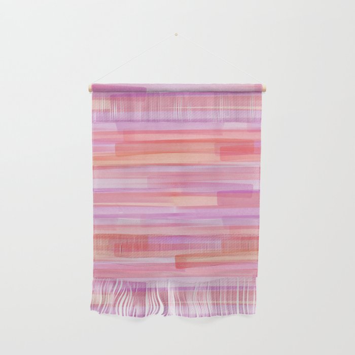 Abstract Watercolor Waves in Pink Sunset Wall Hanging Gallery Image 1