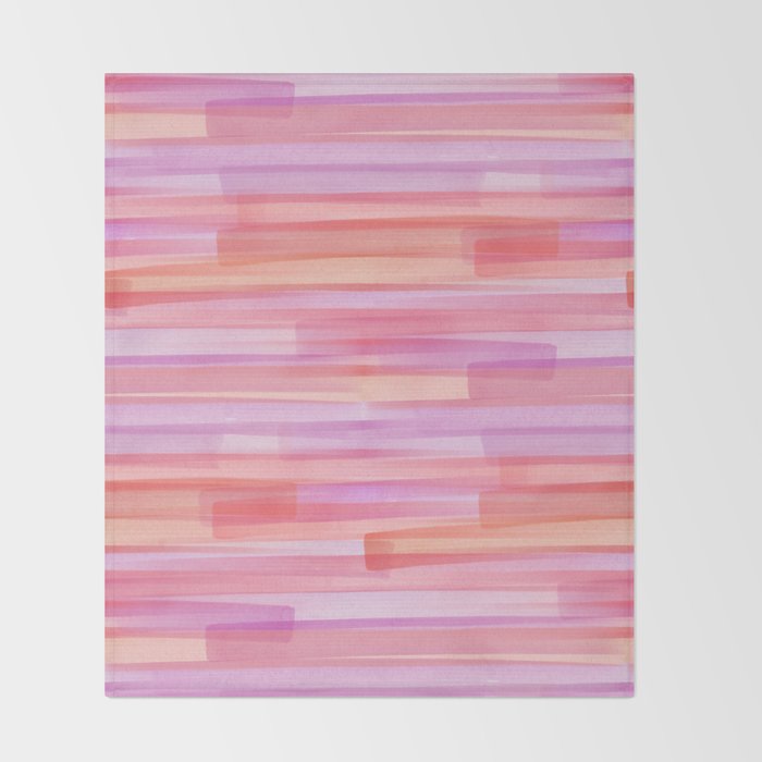Abstract Watercolor Waves in Pink Sunset Throw Blanket Gallery Image 2