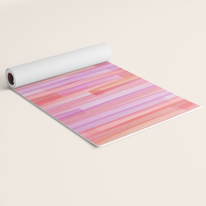 Abstract Watercolor Waves in Pink Sunset Yoga Mat Gallery Image 2