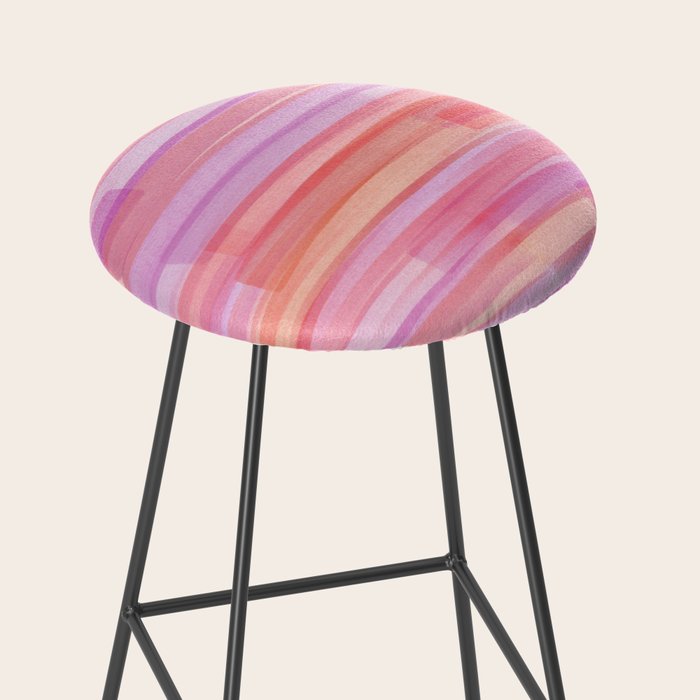 Abstract Watercolor Waves in Pink Sunset Stool Gallery Image 2