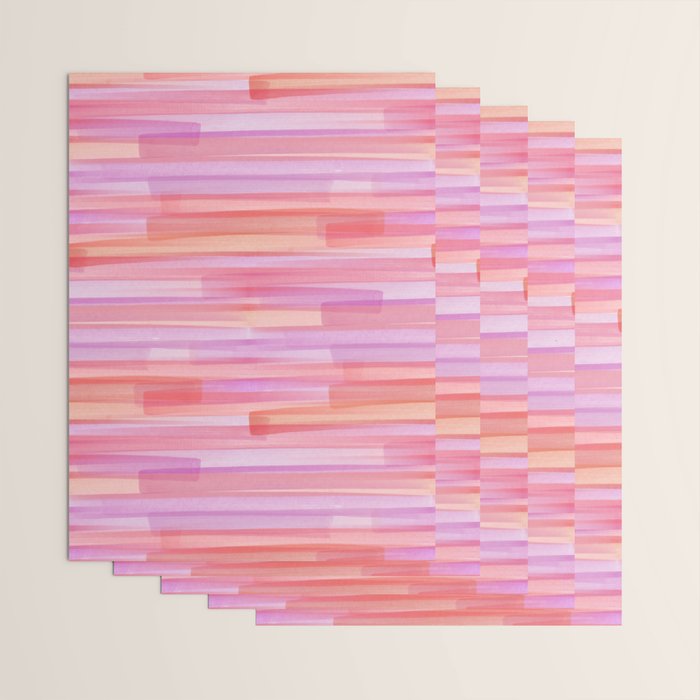 Abstract Watercolor Waves in Pink Sunset Wrapping Paper Gallery Image 3