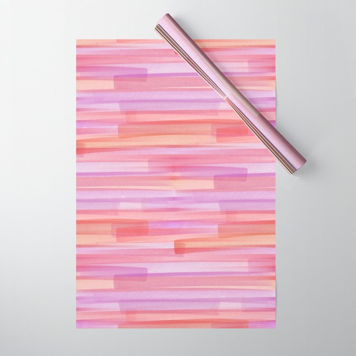 Abstract Watercolor Waves in Pink Sunset Wrapping Paper Gallery Image 1