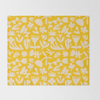 Yellow abstract flower art pattern Throw Blanket Gallery Image 2