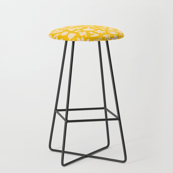 Yellow abstract flower art pattern Stool Gallery Image 1