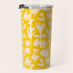Yellow abstract flower art pattern Travel Mug Gallery Image 3