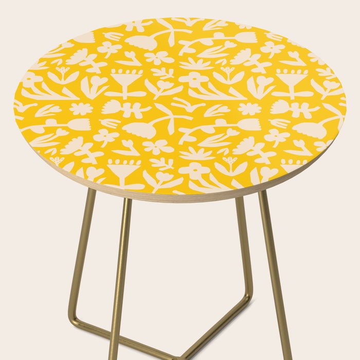 Yellow abstract flower art pattern Side Table Gallery Image 2
