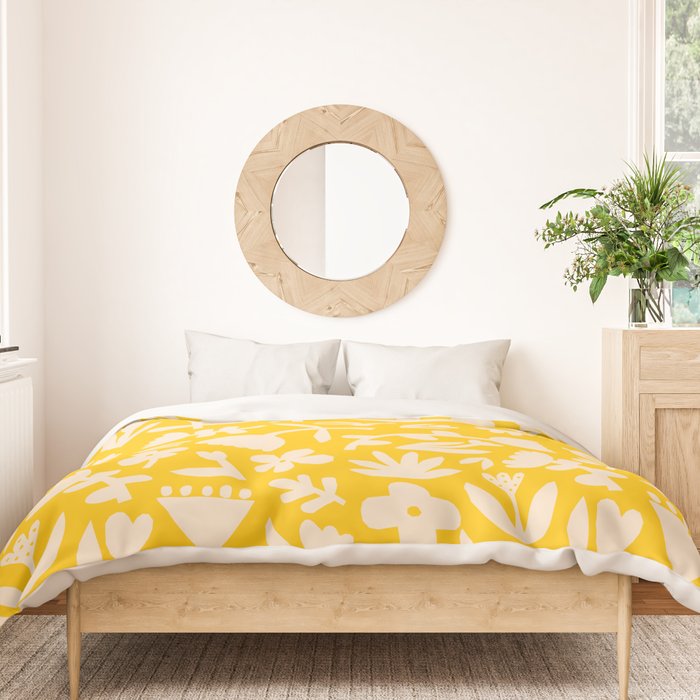 Yellow abstract flower art pattern Duvet Cover Gallery Image 3