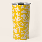 Yellow abstract flower art pattern Travel Mug Gallery Image 1