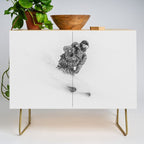 Ski Powder // Black and White Snowy Colorado Backcountry Skiing Whiteout Snowing Credenza Gallery Image 1