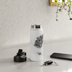 Ski Powder // Black and White Snowy Colorado Backcountry Skiing Whiteout Snowing Water Bottle Gallery Image 4