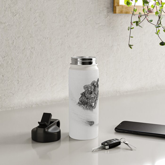 Ski Powder // Black and White Snowy Colorado Backcountry Skiing Whiteout Snowing Water Bottle Gallery Image 4