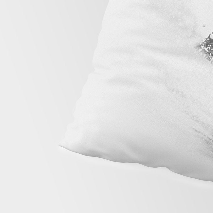 Ski Powder // Black and White Snowy Colorado Backcountry Skiing Whiteout Snowing Pillow Sham Gallery Image 4