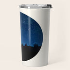 Mid Century Modern Round Circle Photo Blue Star Night Sky Pine Tree Silhouette Travel Mug Gallery Image 2