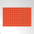 Grid Lines Bold Geometric Pattern in Red Orange and Pink Welcome Mat Gallery Image 1