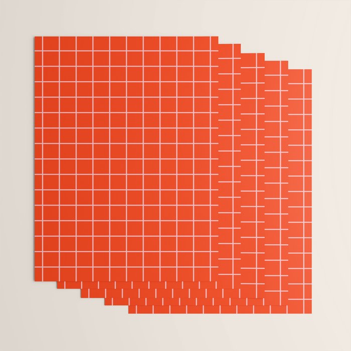 Grid Lines Bold Geometric Pattern in Red Orange and Pink Wrapping Paper Gallery Image 3