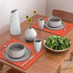 Grid Lines Bold Geometric Pattern in Red Orange and Pink Placemat Gallery Image 2