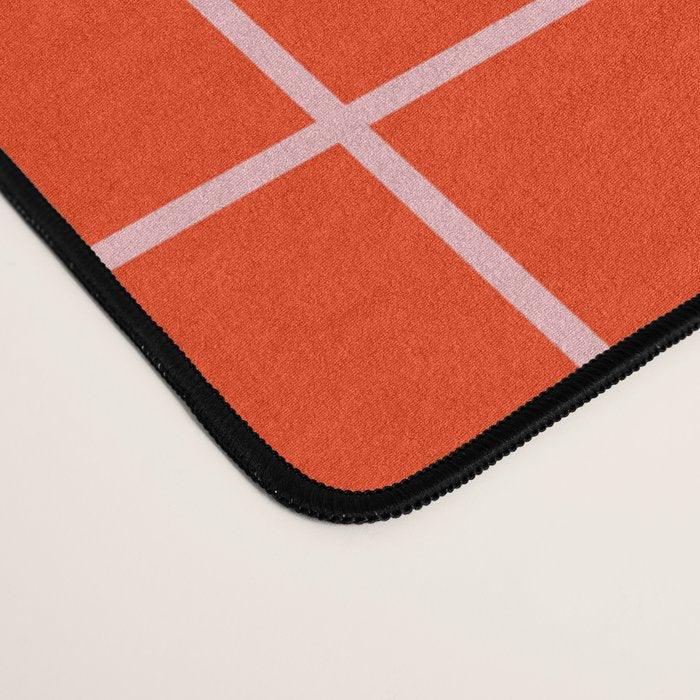Grid Lines Bold Geometric Pattern in Red Orange and Pink Desk Mat Gallery Image 4