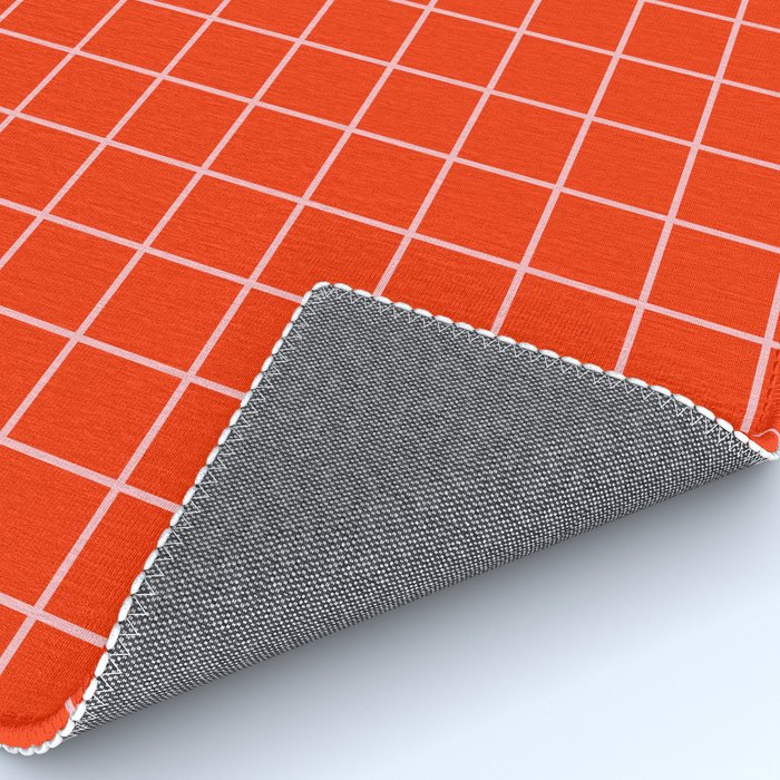 Grid Lines Bold Geometric Pattern in Red Orange and Pink Rug Gallery Image 4